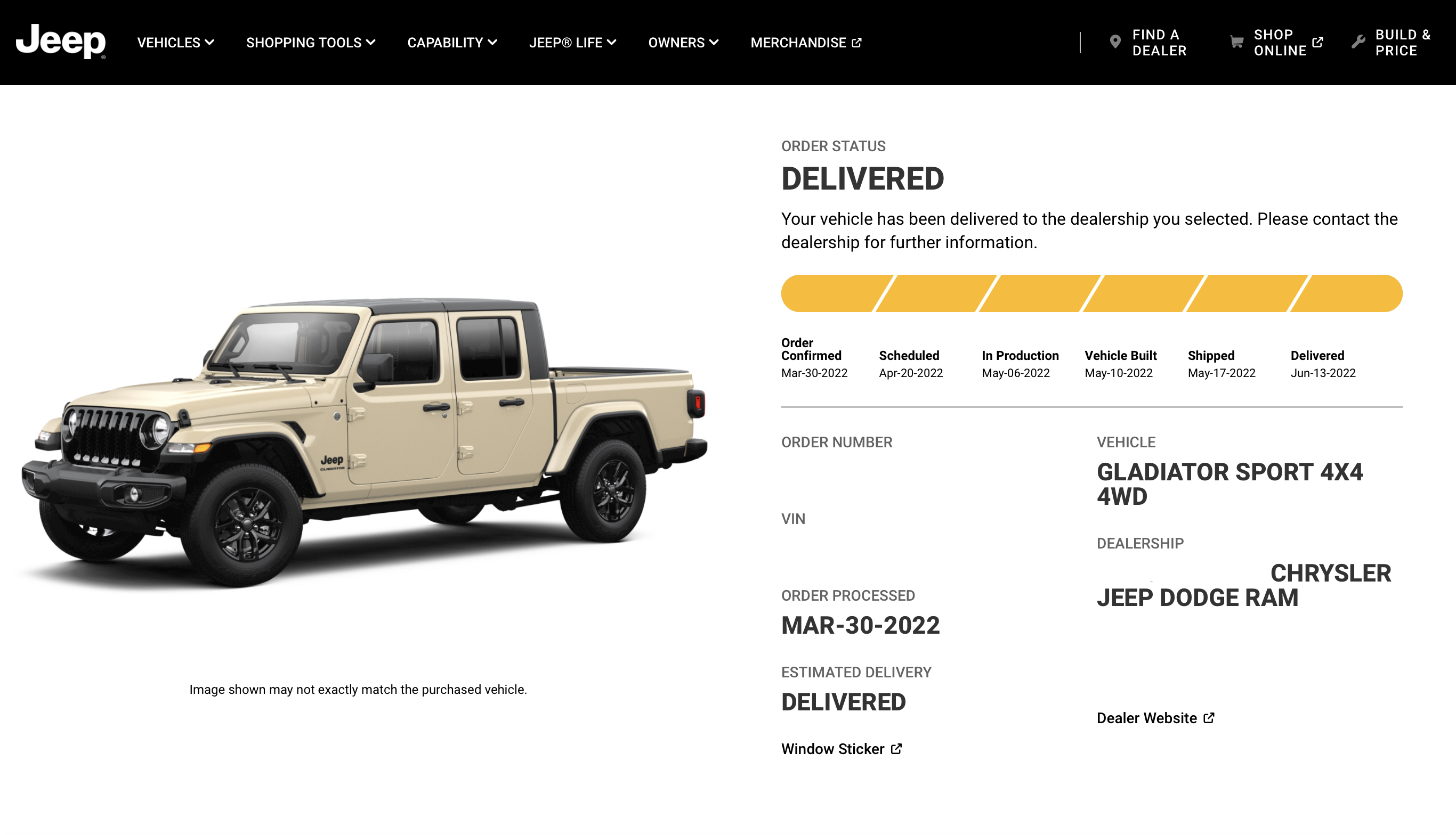 Jeep Gladiator Guide: Gladiator Order, Build, Tracking and Delivery Process EBFC58E9-96FF-4D7C-9665-7776C46A8CFE