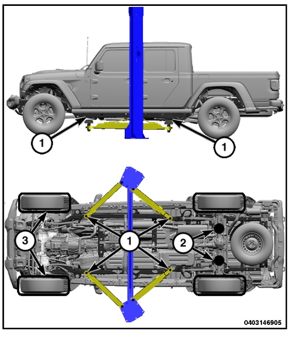 Correct lift points for a 2 post car lift | Jeep Gladiator Forum -  