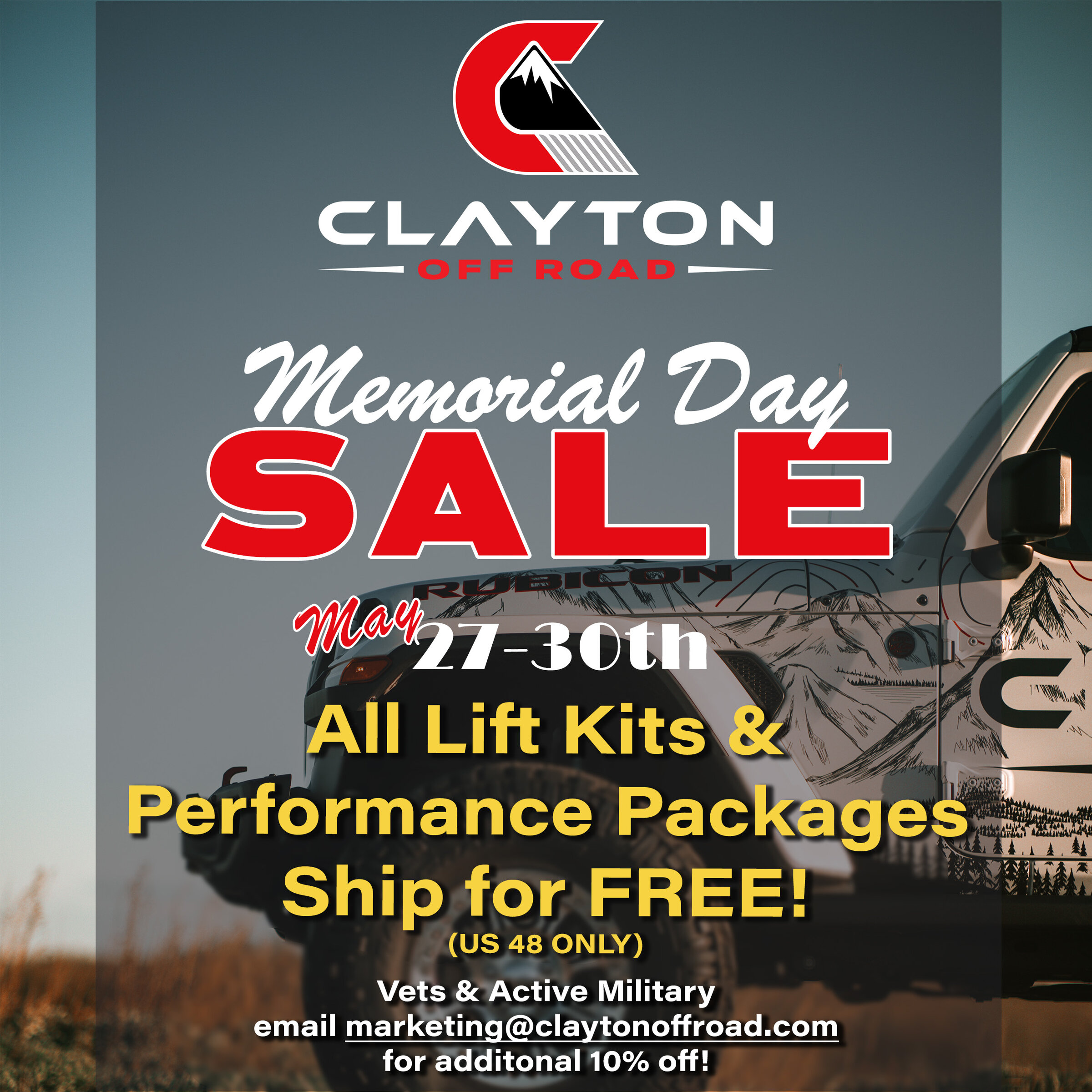 Jeep Gladiator Clayton Off Road Memorial Day Weekend Sale! memorial day 2022