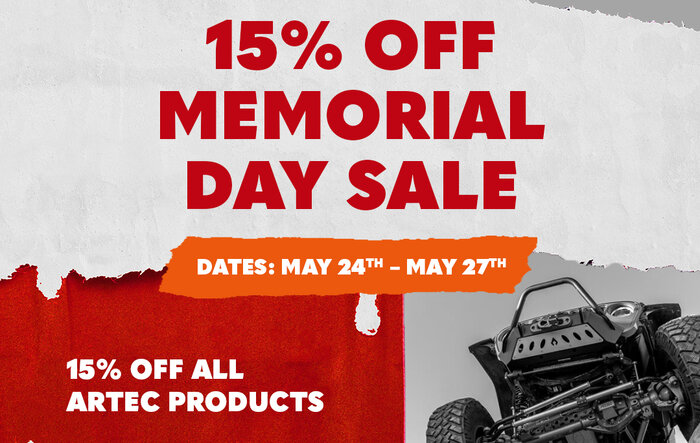 Memorial Day Weekend Sale at Artec Industries - 15% Off Everything!