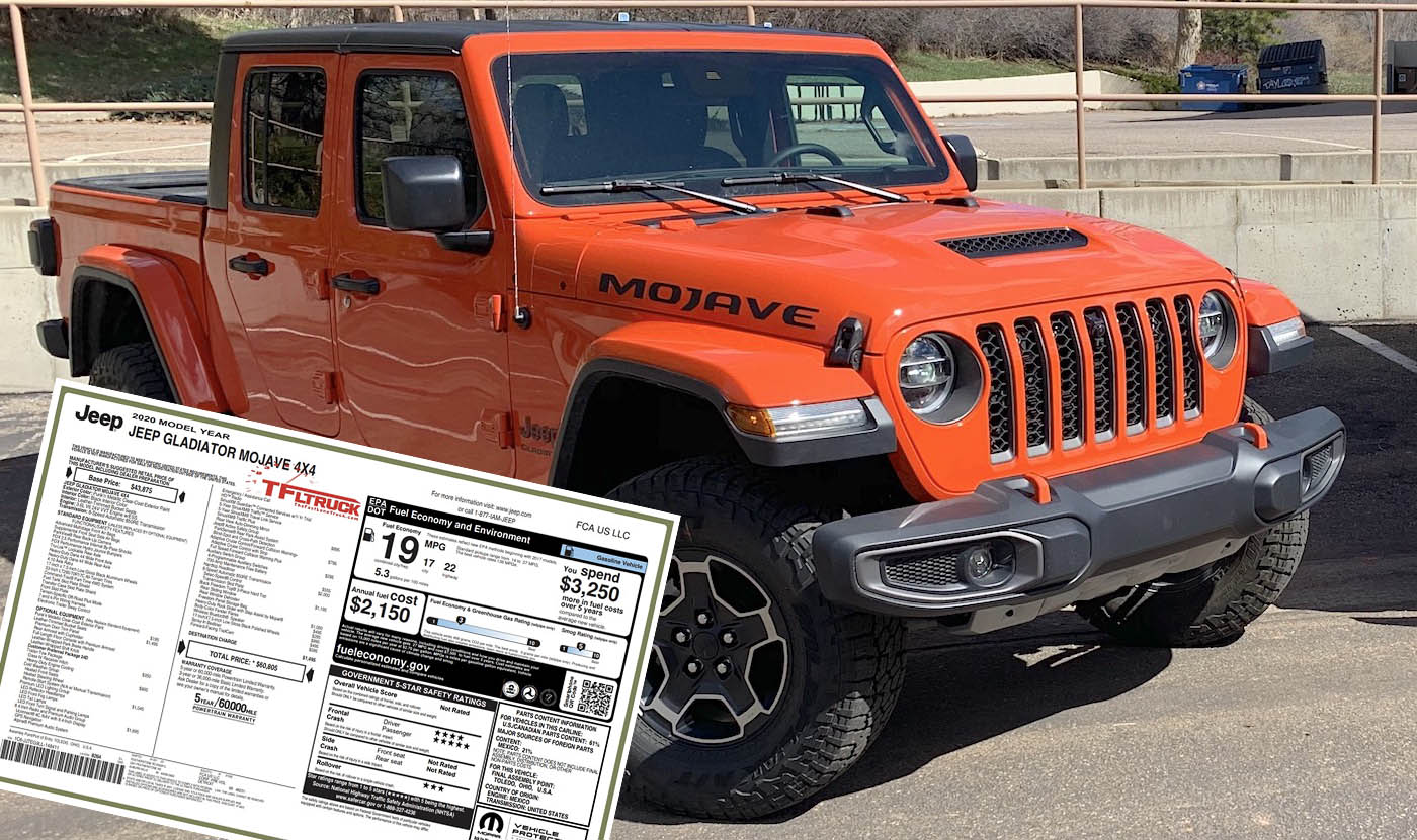 2020 Gladiator Mojave Window Sticker 2020+ Jeep Gladiator (JT) News and Forum