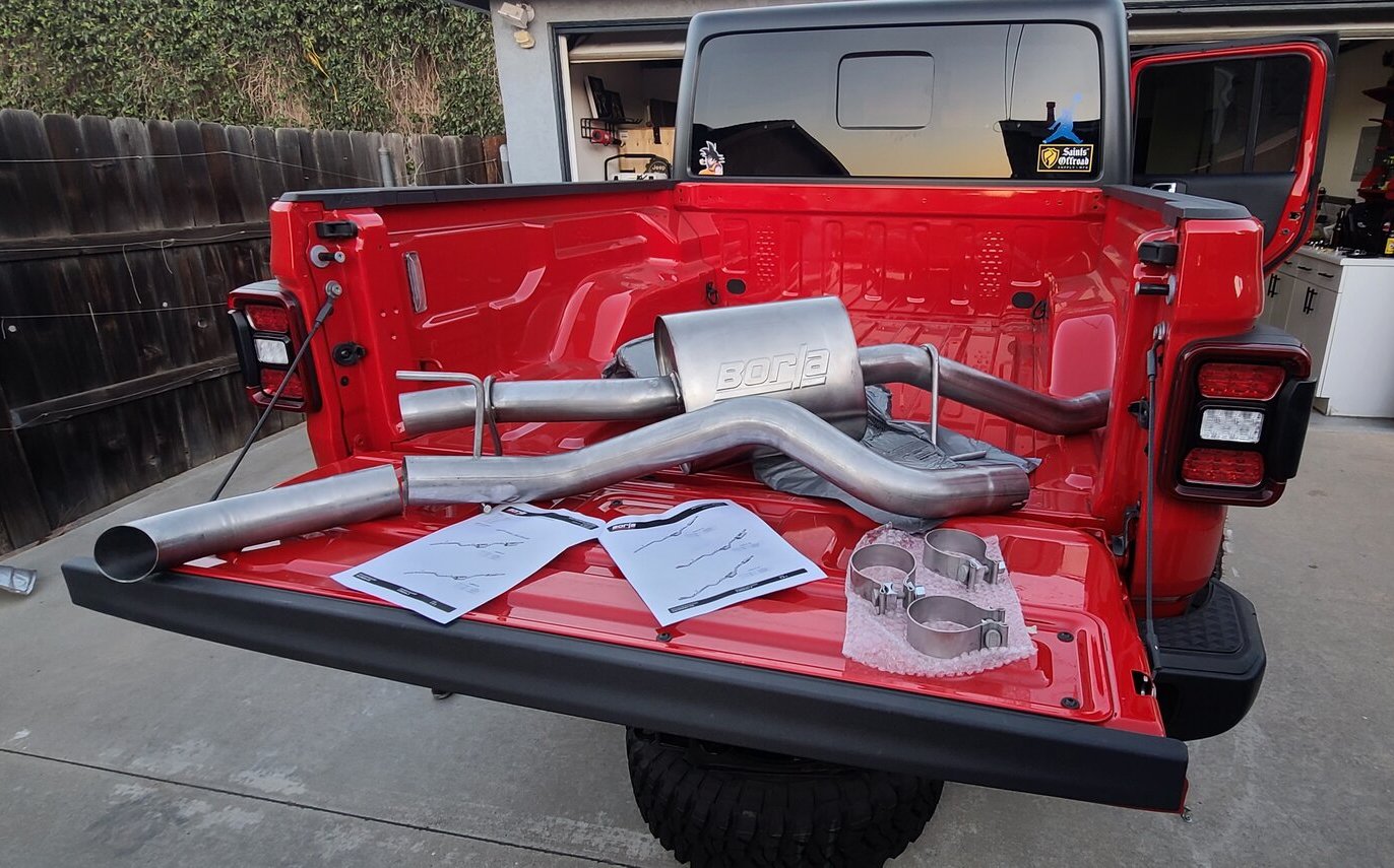 Installed Borla Exhaust on the 2021 Jeep Gladiator red Willys (sound